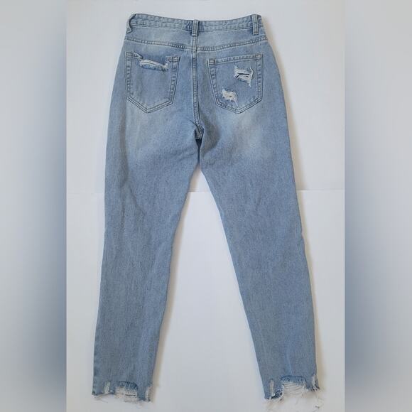 Princess Polly Distressed Raw Hem Skinny Jeans Size 0 Denim - Picture 7 of 9